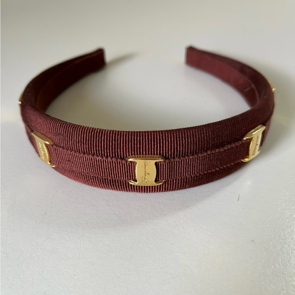 Vintage Salvatore Ferragamo Brown and Gold Headband